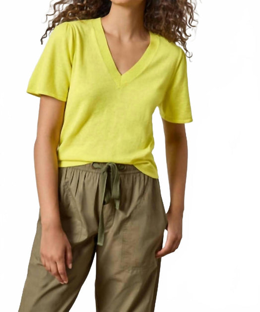 Lilla P Short Sleeve V-Neck Sweater Yellow XLarge 2