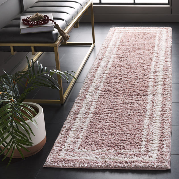 Safavieh Border Stripe Shag Area Rug Pink Ivory 3