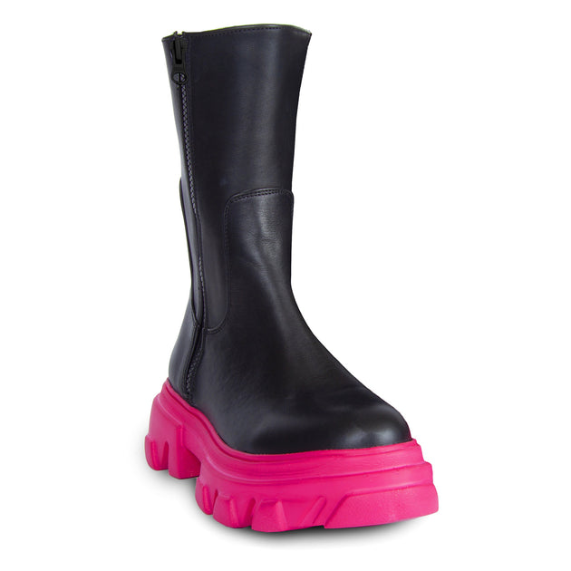 URBNKICKS Double Zipper Leather Boots Pink US 7 2