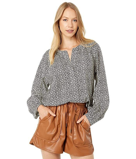 Joie JDM895 Pullover Top Black White Floral XSmall 2