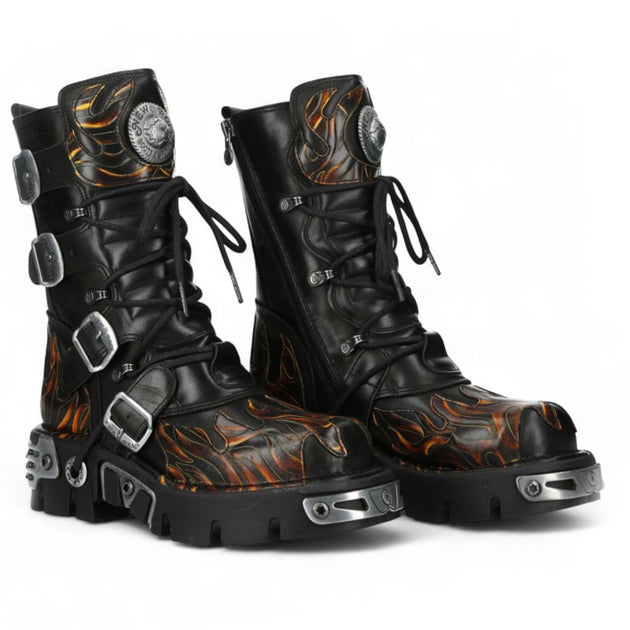 New Rock M-591-C58 Mid-Calf Boots Black Flame EU 46 4
