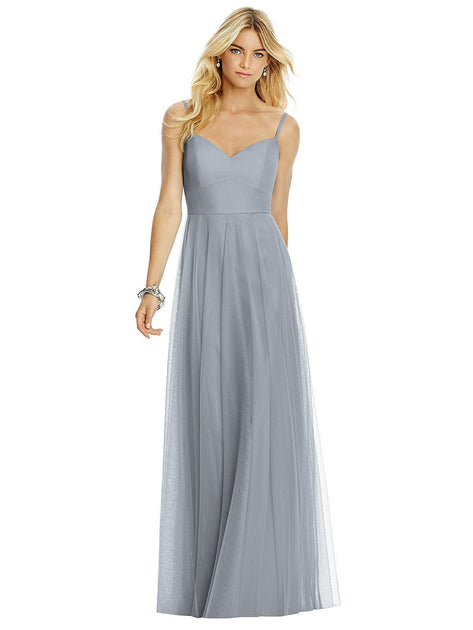 After Six Sweetheart Spaghetti Strap Tulle Dress Grey US 12 2