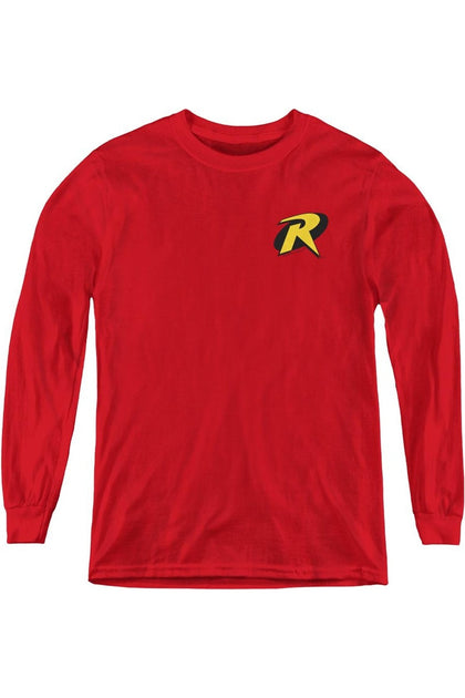 Gildan Batman Robin Logo Jugend Langarmshirt Rot Large 2