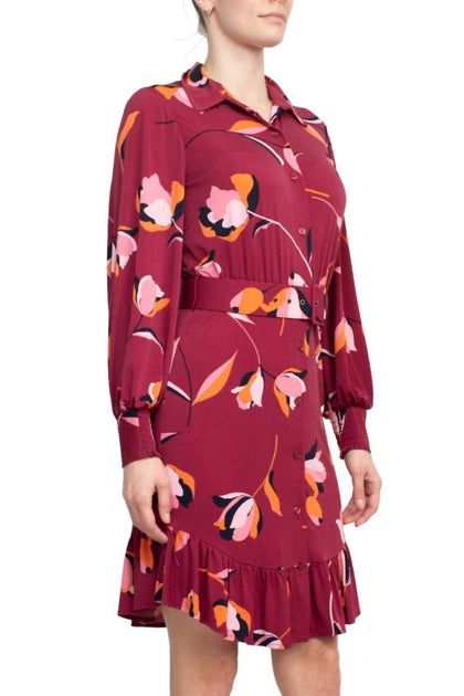 London Times Collared Button Down Ity Dress Red US 2 4