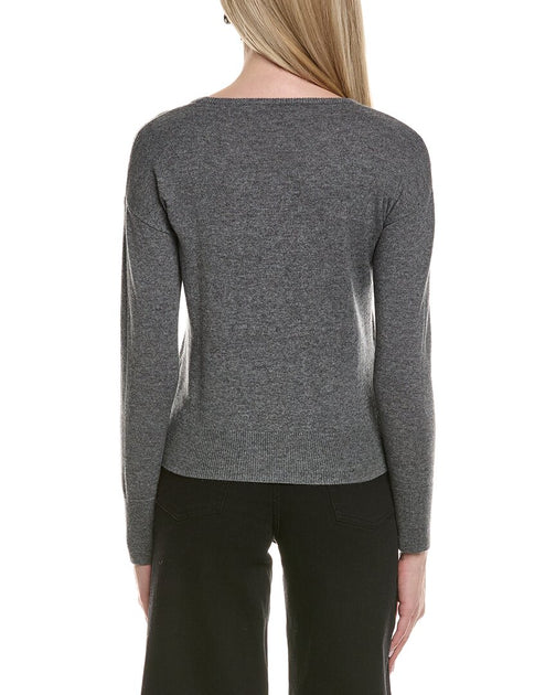 sofiacashmere Bow Embellishment Wool & Cashmere-Blend Sweater Grey XS 3