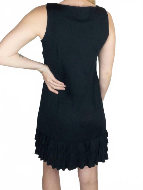 Beachtime Ruffle Trim Mini Dress Black Medium 3