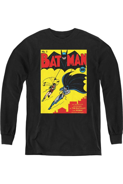Gildan Batman First Youth Long Sleeve Tee Black XLarge 2