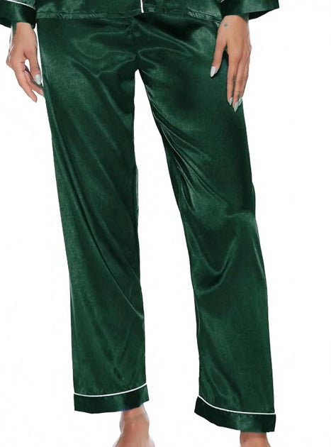Wholesalesir Button Up Pajamas Set Green Medium 4