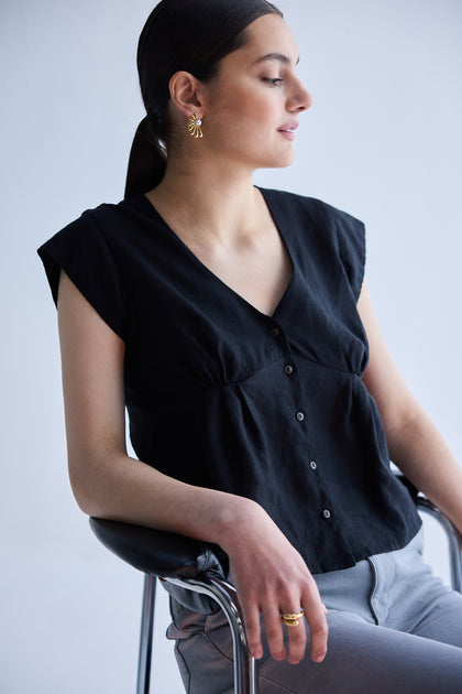 Reistor Deep V-neck Top Black XXLarge 4