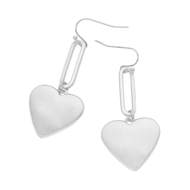 FASHNZFAB Metal Heart Plate Drop Earrings Multi 3