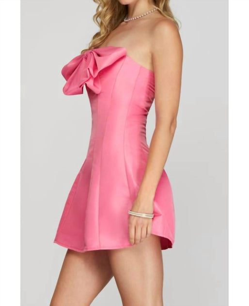 Cason Couture Everly Bow Front Mini Dress Pink Large 3