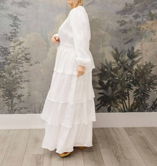 Tea N Rose Tiered Maxi Dress White S 4