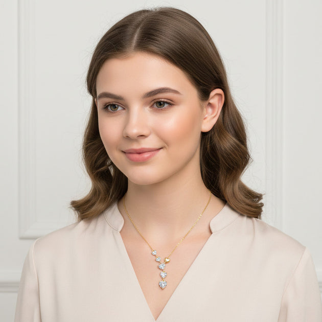 GigiGirl Six Hearts Drop Necklace Silver One Size 4