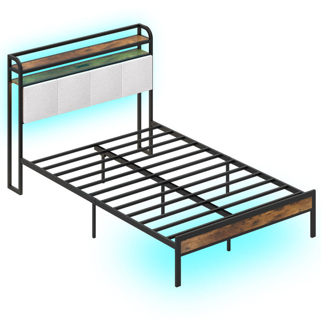 Hivvago Bed Frame Rustic Brown Queen 2