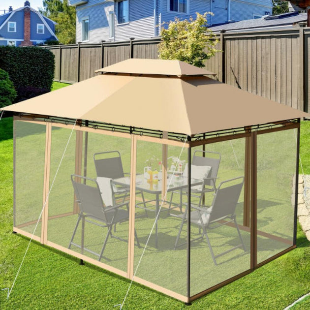 Hivvago 10x13 Feet Gazebo Tan 3
