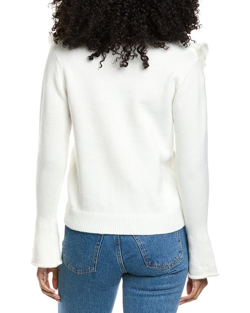 FATE Pearl Trimmed Cascading Ruffle Blouse White Small 3
