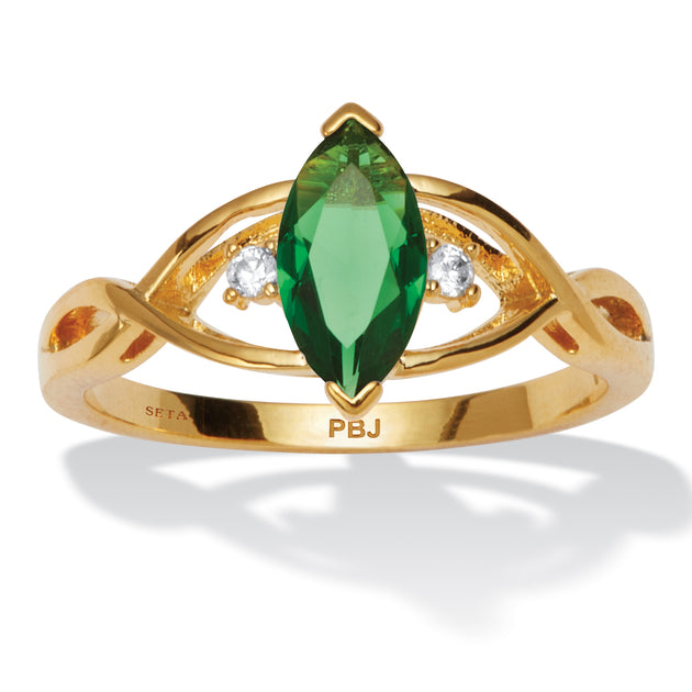 Palm Marquise Simulated Birthstone Gold-plated Ring Multi US 6 2