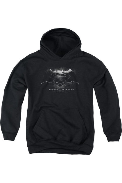 Gildan Batman V Superman Bw Logo Jugend Kapuzenpulli Schwarz Groß 2