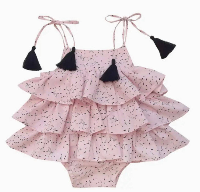 Sandy Liang Brea Romper Pink 9-12 Months 3
