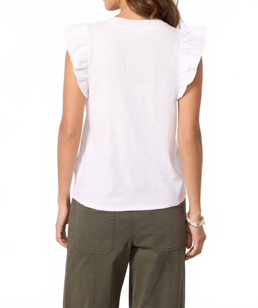 Nation LTD Letta Ruffle Tank Top White Medium 3