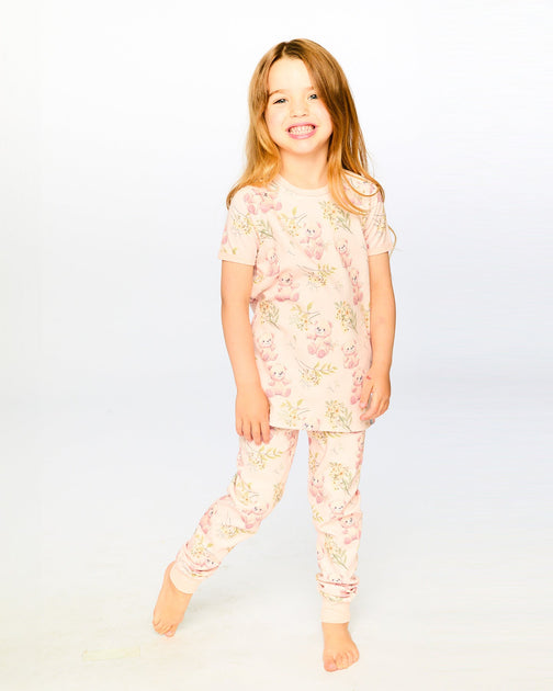 Deux par Deux Two-Piece Pyjama Set Pink Bear Print US 10 3