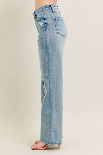 Judy Blue Destroy And Knee Patch Straight Jean Blue 29 4