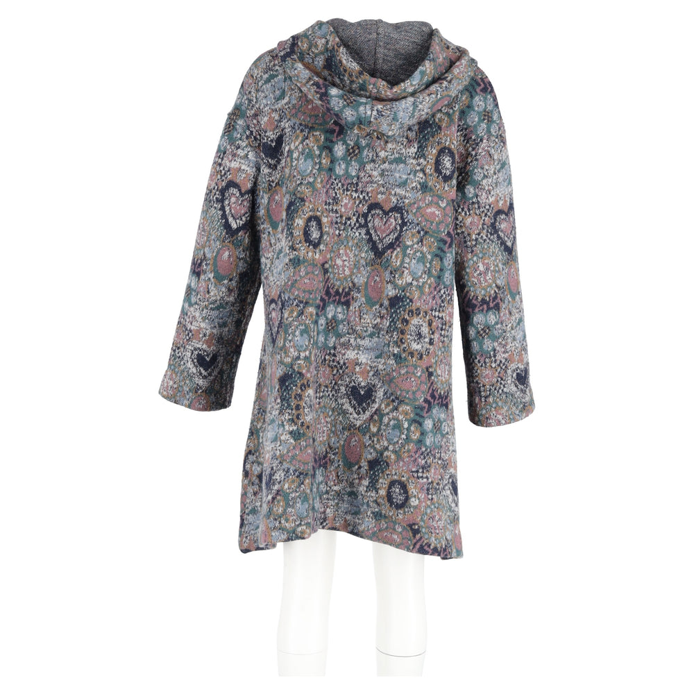 Missoni Printed Single-breasted Hooded Coat In Multicolor Wool