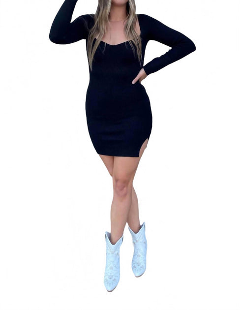 MOON RIVER Damen Strick Minikleid schwarz Large 2