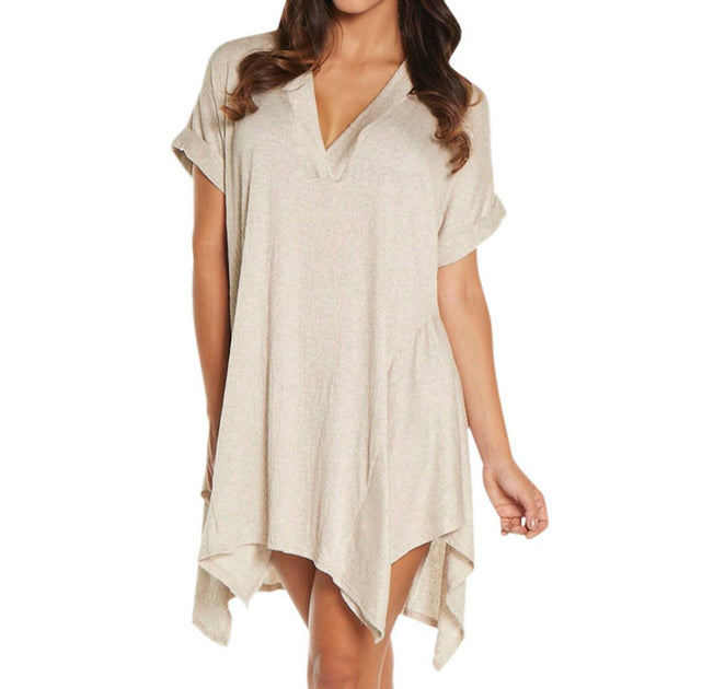 Elif Corbel V-Neck Shirt Dress Beige Medium 2
