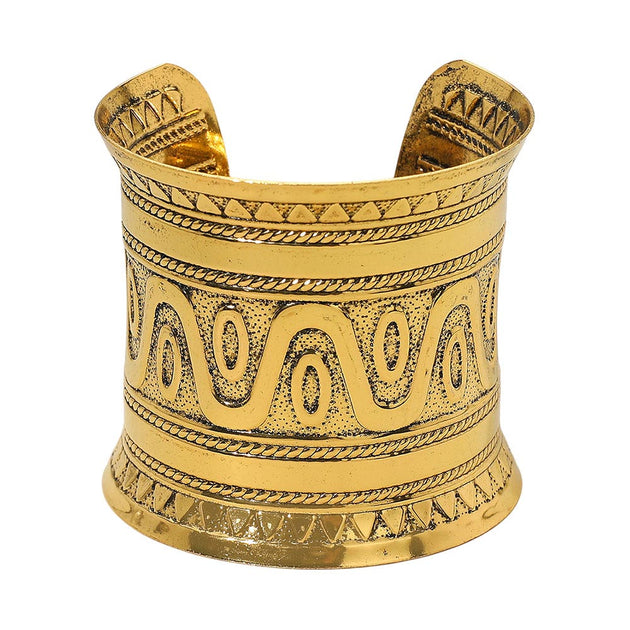 FASHNZFAB Boho Tribal Wave Cuff Bracelet Gold One Size 3