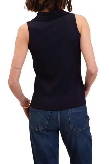 T Tahari Sleeveless Sweater Polo Multi Medium 4