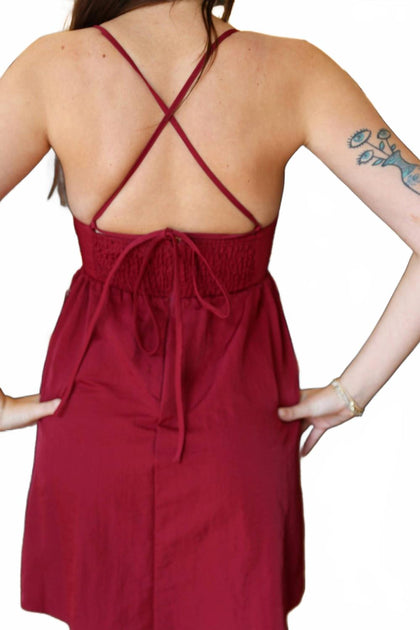 Lulus Brit Tie Back Mini Dress Red Large 3