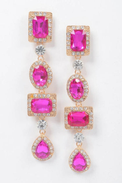 FASHNZFAB Multi Shape Stone Earring Green One Size 3
