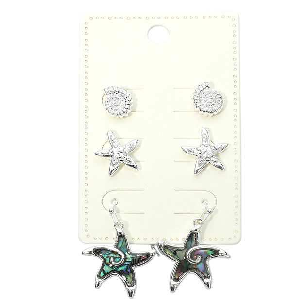 FASHNZFAB Starfish Earring Set Green 3