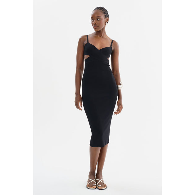 Lamarque Lidia Midi Knit Dress Black Medium 2