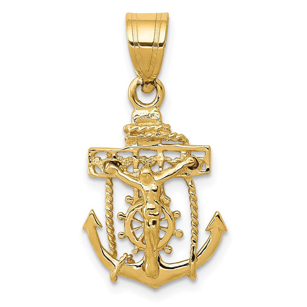 Diamond2Deal Mariners Cross Pendant Yellow Gold 4