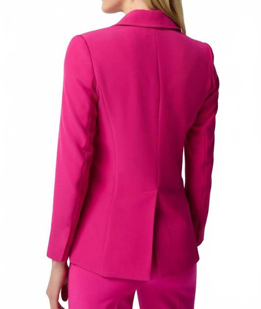 Joseph Ribkoff One-Button Woven Blazer Pink US 8 3
