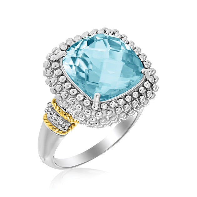 FASHNZFAB Popcorn Ring Blue Yellow Gold Sterling Silver US 8 2