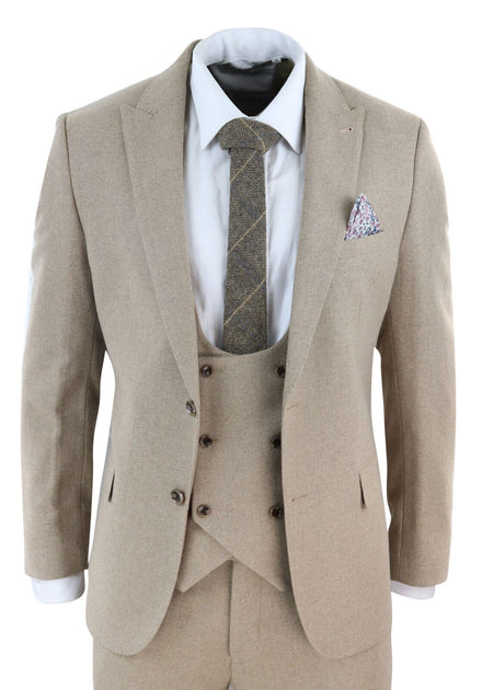 Oliver Tweed 3 Piece Suit Beige US 36 Regular 2
