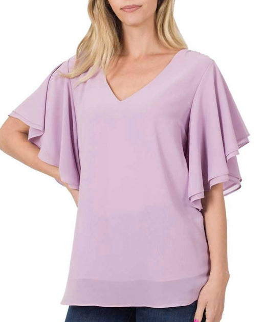 Vanilla Monkey Woven Double Layer Chiffon Top Purple Medium 3