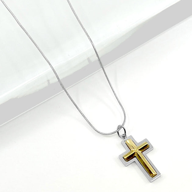 FASHNZFAB Cross Pendant Necklace Rhodium Silver One Size 2