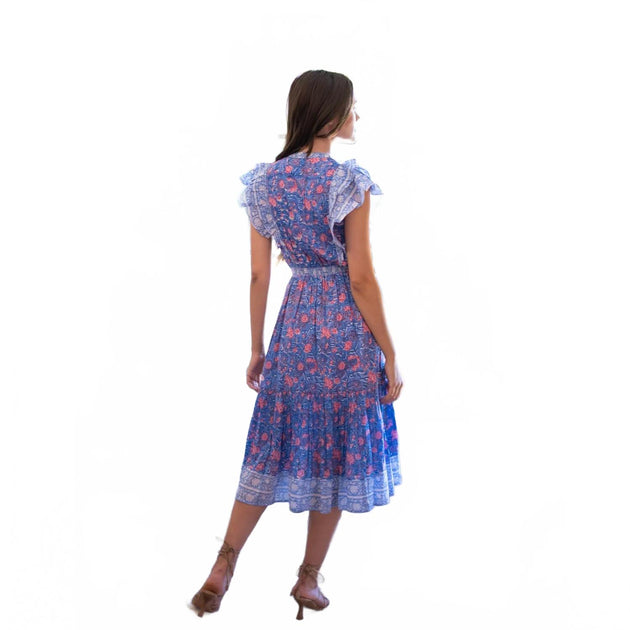 BELL Phoebe Midi Dress Blue Large 4