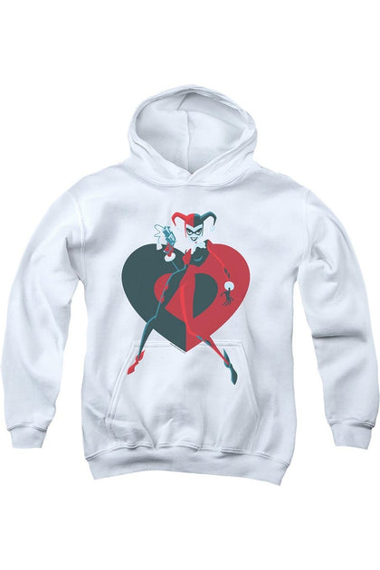 Gildan Batman Harley Heart Hooded Sweatshirt White Small 2