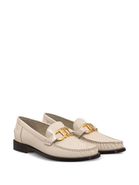 Salvatore Ferragamo Gancini Leather Loafers Beige US 9.5 4