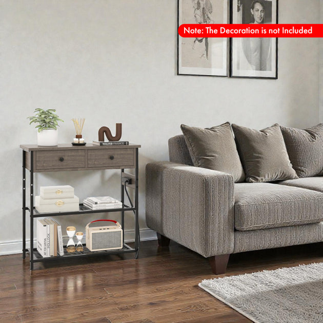 Hivvago Console Table Rustic Brown 3