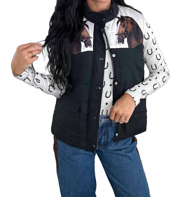 Rodeo Hippie Gallop Ridge Puffer Vest Black Medium 2