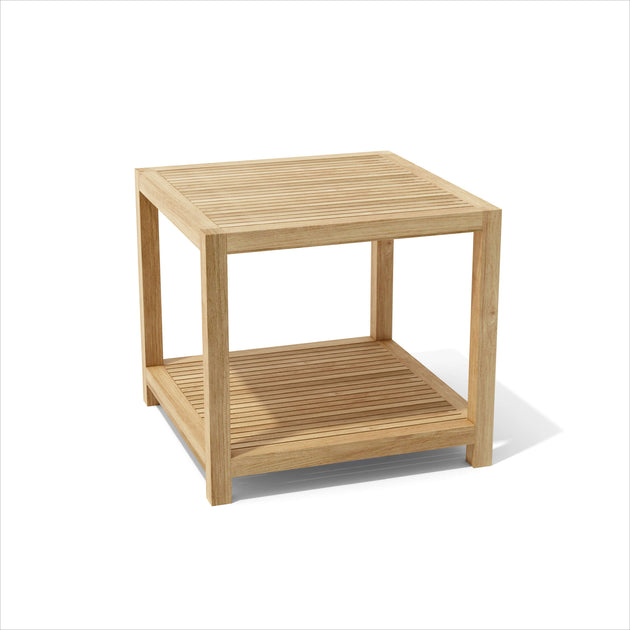 Hivvago 22" Natural Square Solid Wood Outdoor Side Table 4