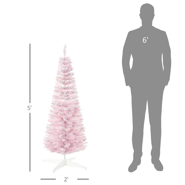 BreeBe 5FT Pencil Artificial Christmas Tree Pink 5