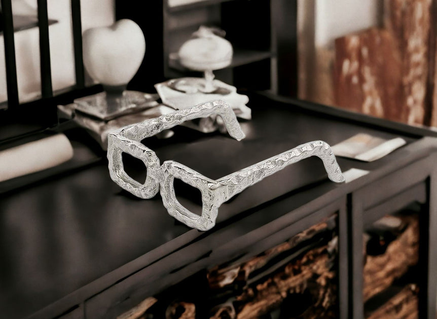 Hivvago 7 inch Silver Aluminum Eyeglasses Sculpture 2