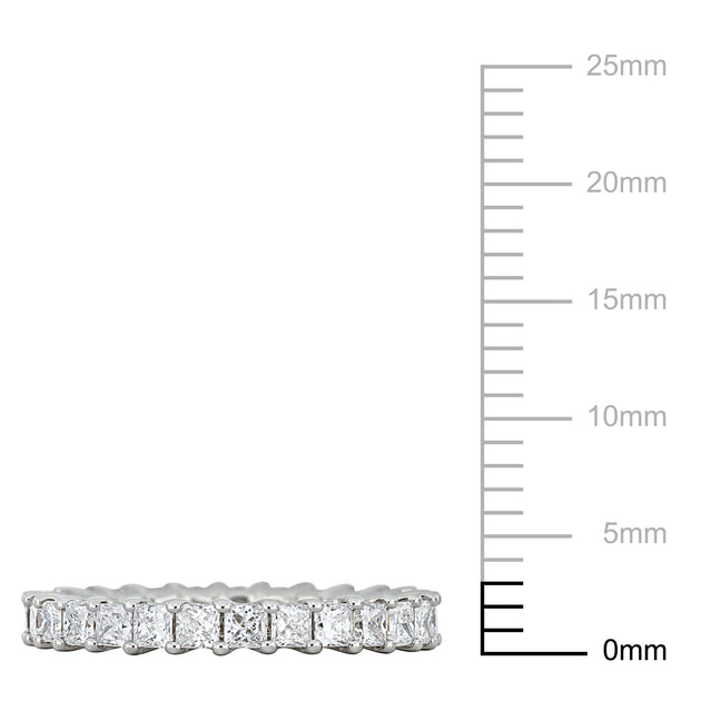 Created Forever 1 7/8ct Princess-Cut Lab-Grown Diamond Eternity Ring Silver US 7 4